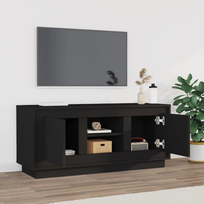 Produktbild för Tv-bänk svart 102x35x45 cm konstruerat trä
