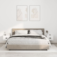Miniatyr av produktbild för Väggmonterade sängbord 2 st vit högglans 41,5x36x28 cm