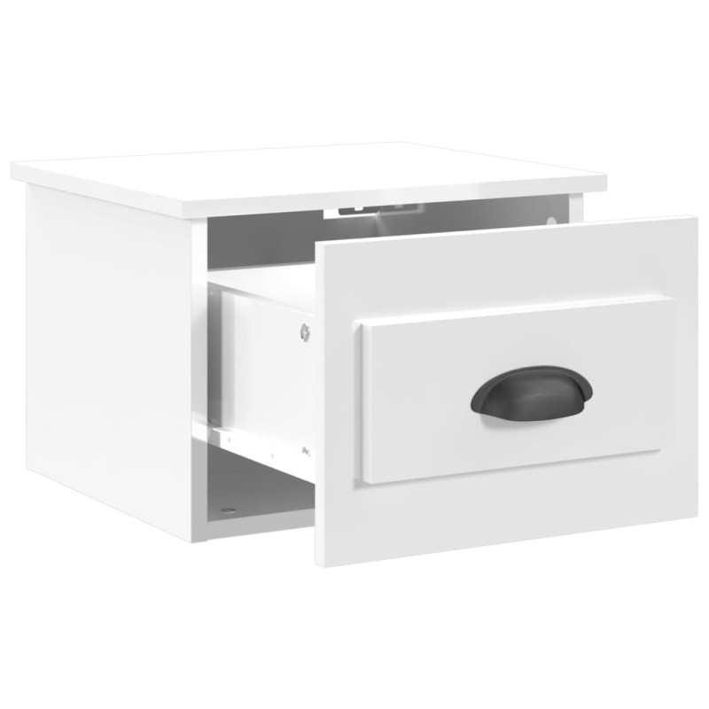 Produktbild för Väggmonterade sängbord 2 st vit högglans 41,5x36x28 cm