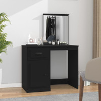 Produktbild för Sminkbord med spegel svart 90x50x132,5 cm konstruerat trä