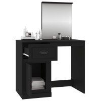 Produktbild för Sminkbord med spegel svart 90x50x132,5 cm konstruerat trä