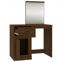 Produktbild för Sminkbord med spegel brun ek 90x50x132,5 cm konstruerat trä