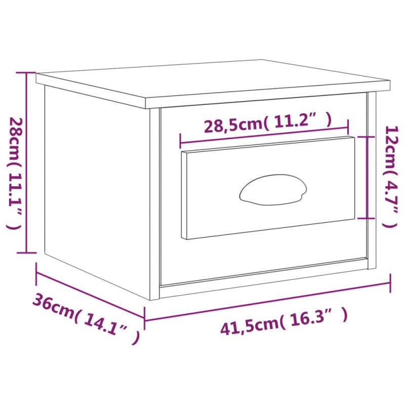 Produktbild för Väggmonterade sängbord 2 st grå sonoma 41,5x36x28 cm