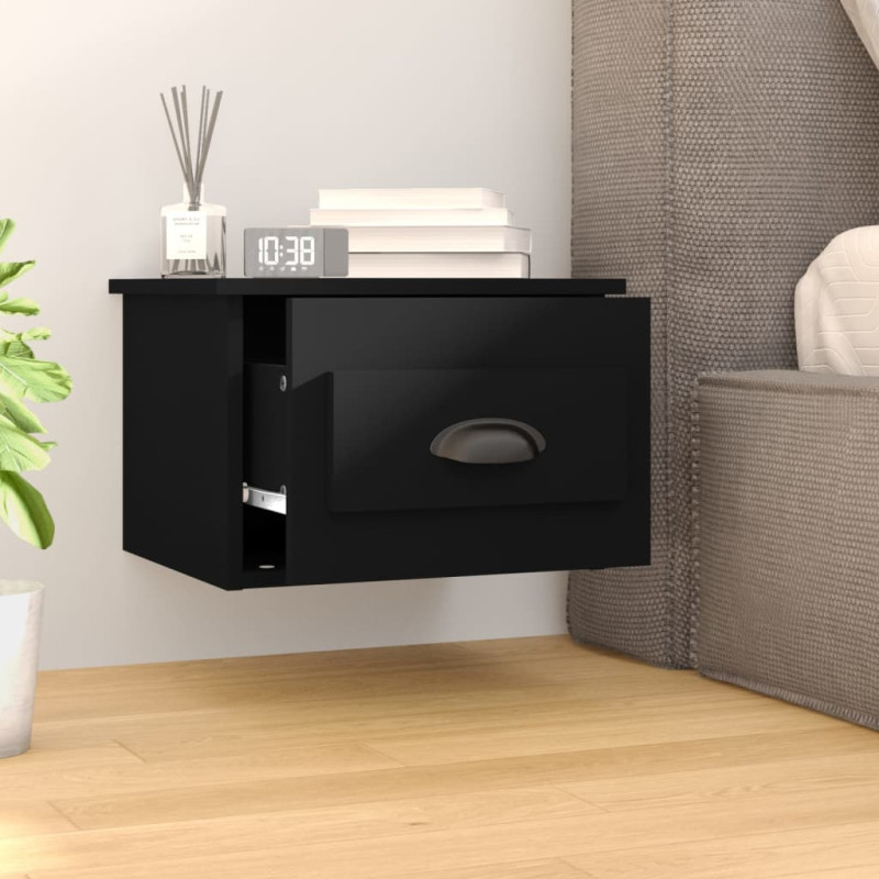 Produktbild för Väggmonterade sängbord 2 st svart 41,5x36x28 cm