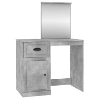 Produktbild för Sminkbord med spegel betonggrå 90x50x132,5 cm konstruerat trä