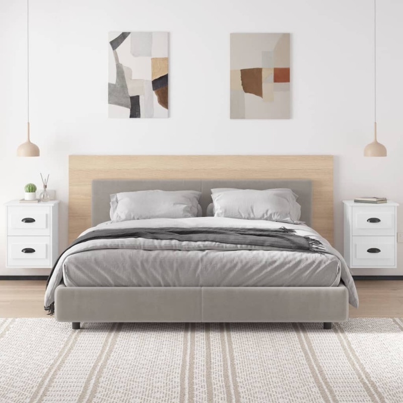 Produktbild för Väggmonterade sängbord 2 st vit högglans 41,5x36x53cm