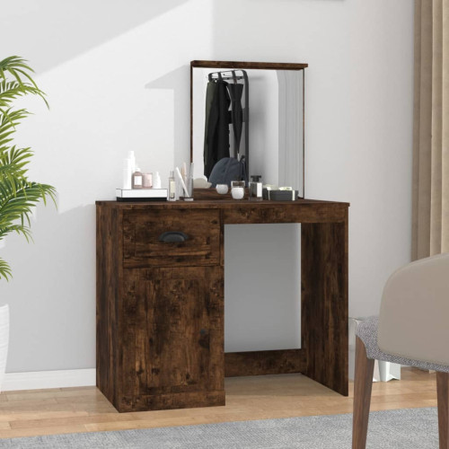 vidaXL Sminkbord med spegel rökfärgad ek 90x50x132,5cm konstruerat trä