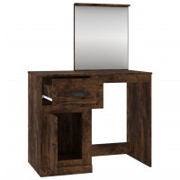 Produktbild för Sminkbord med spegel rökfärgad ek 90x50x132,5cm konstruerat trä