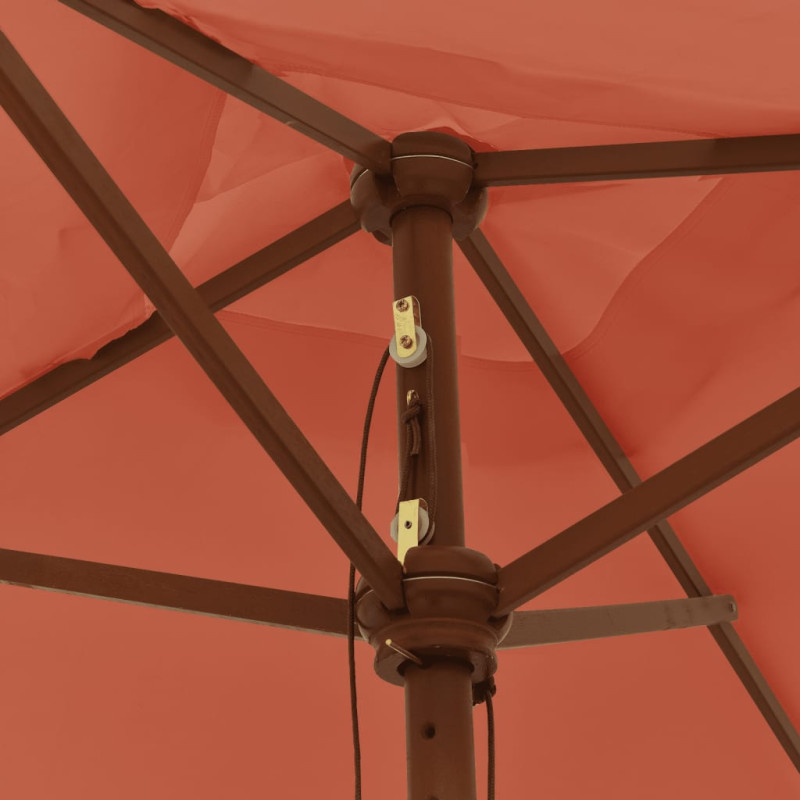 Produktbild för Parasoll med trästång 198x198x231 cm terrakotta