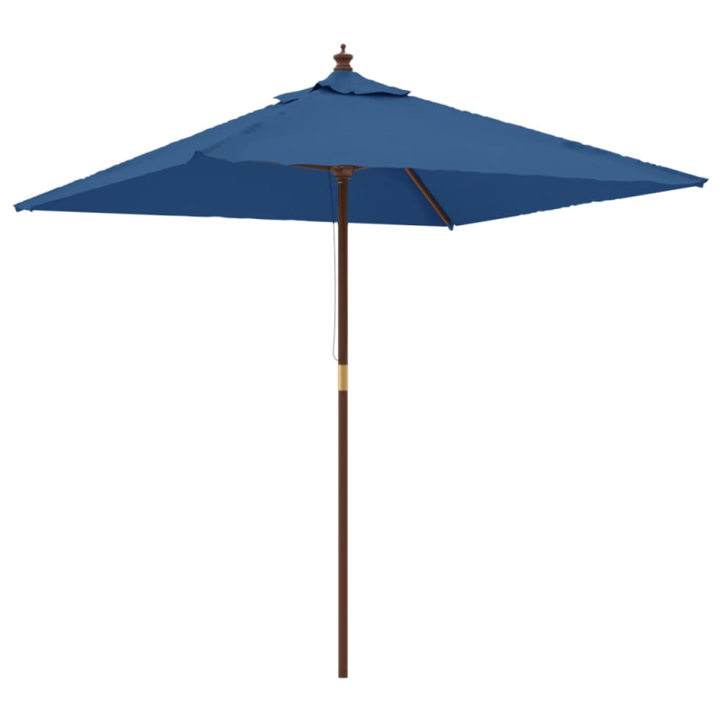 Produktbild för Parasoll med trästång 198x198x231 cm azurblå