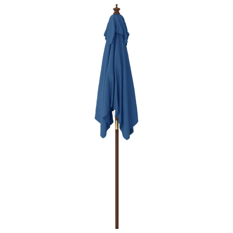 Produktbild för Parasoll med trästång 198x198x231 cm azurblå