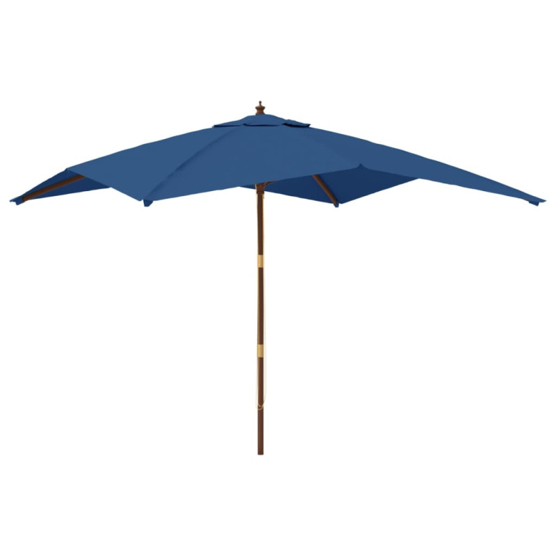 Produktbild för Parasoll med trästång 300x300x273 cm azurblå