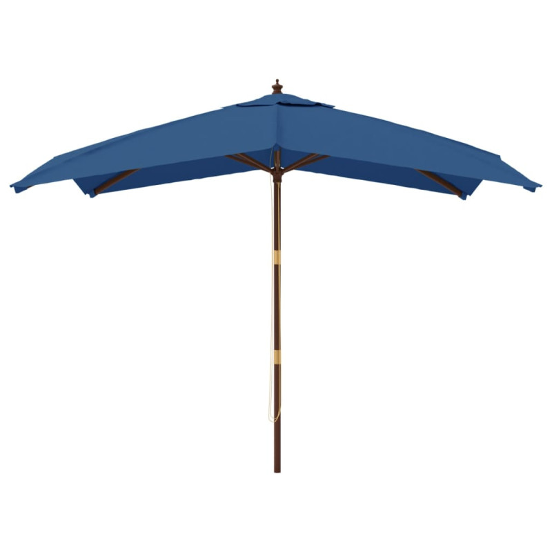 Produktbild för Parasoll med trästång 300x300x273 cm azurblå