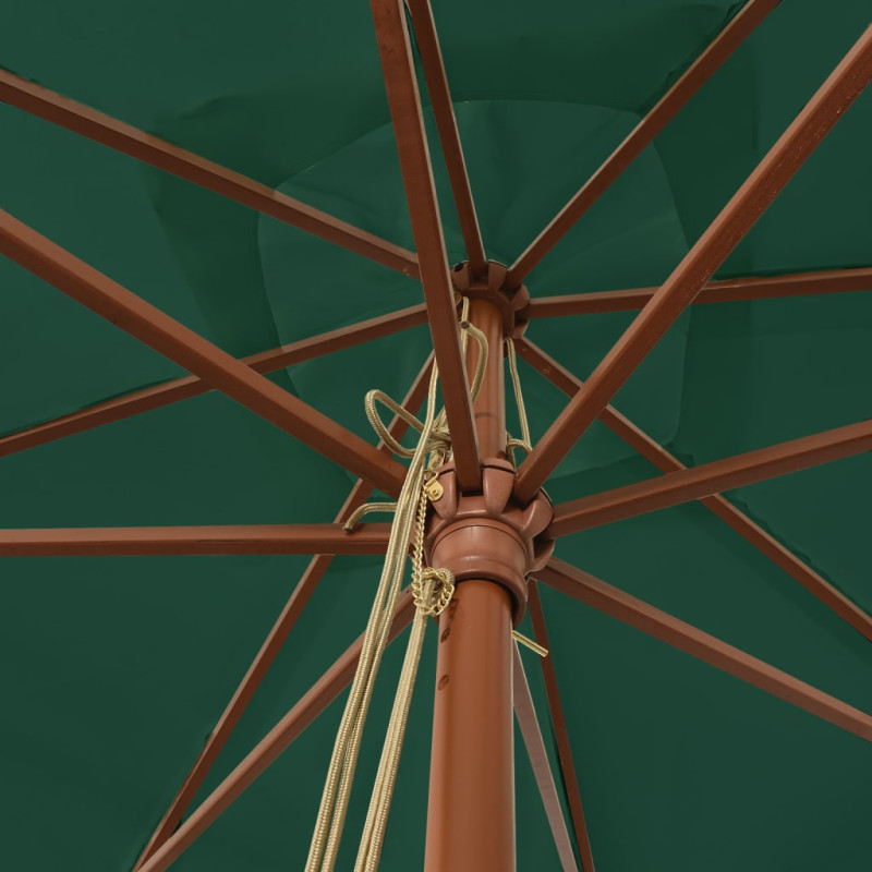 Produktbild för Parasoll med trästång 300x300x273 cm grön