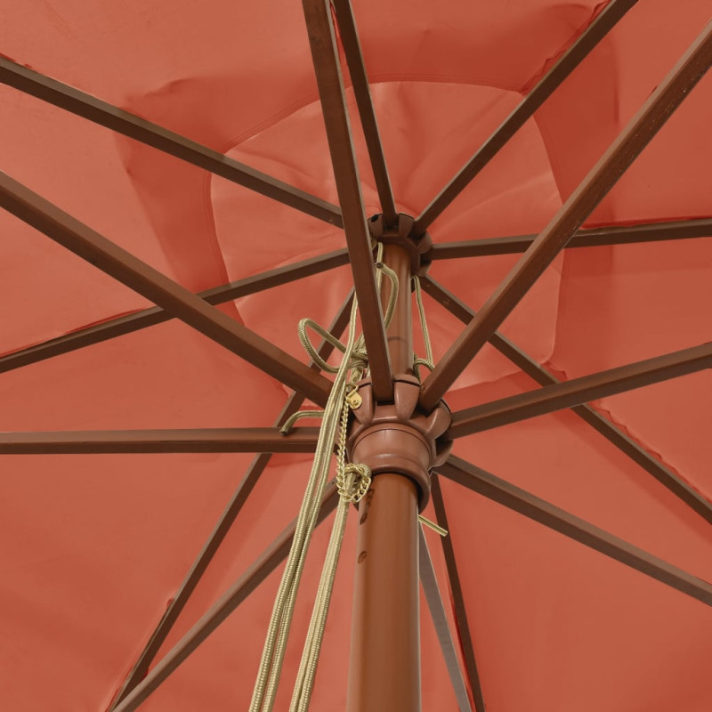 Produktbild för Parasoll med trästång 300x300x273 cm terrakotta