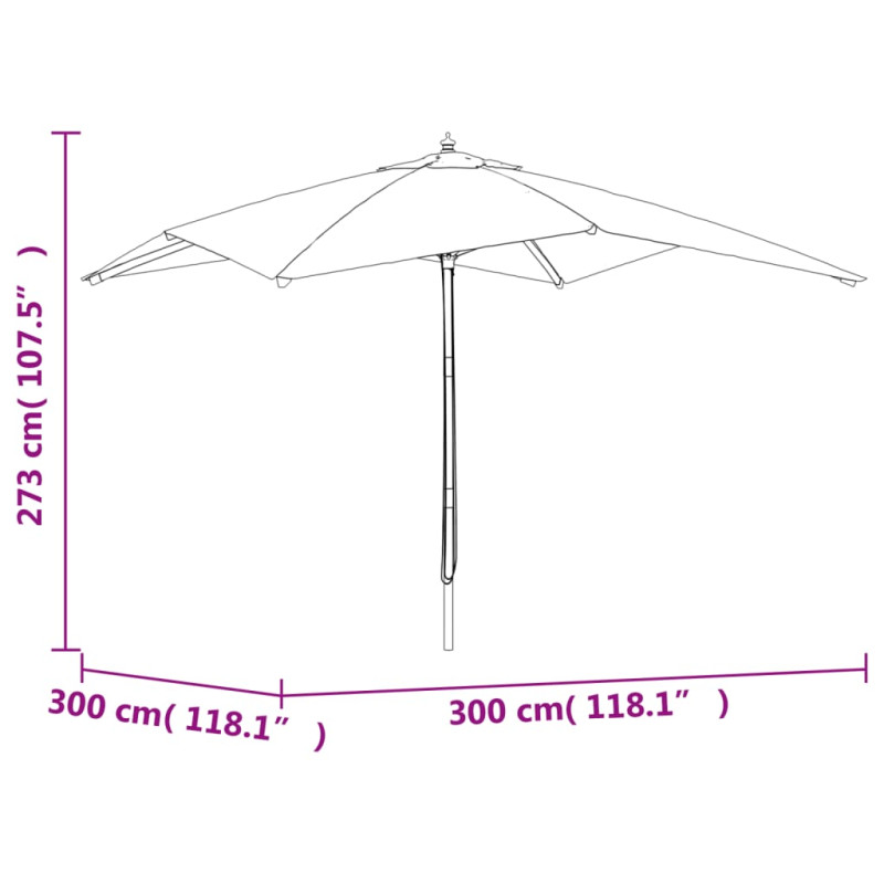 Produktbild för Parasoll med trästång 300x300x273 cm taupe
