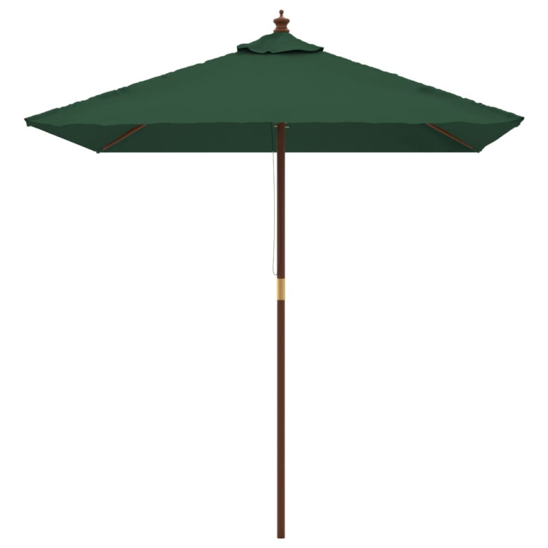 Produktbild för Parasoll med trästång 198x198x231 cm grön