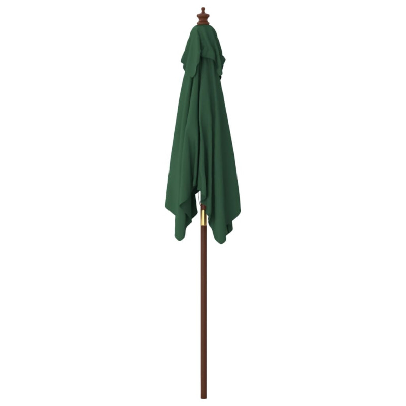 Produktbild för Parasoll med trästång 198x198x231 cm grön