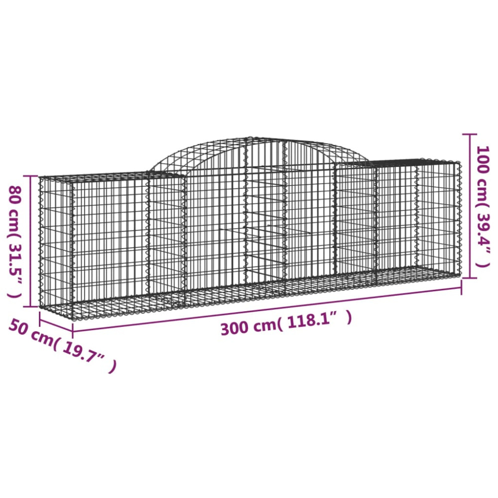 Produktbild för Gabioner bågformade 30 st 300x50x80/100 cm galvaniserat järn