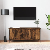 Miniatyr av produktbild för Tv-bänk med dörrar rökfärgad ek 102x35x45 cm konstruerat trä