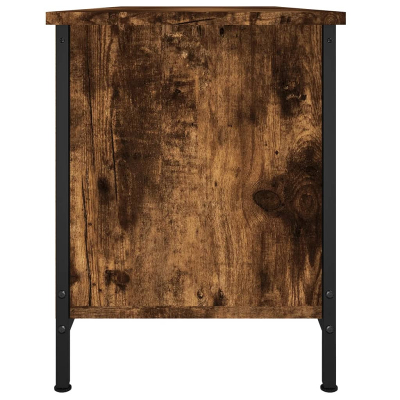 Produktbild för Tv-bänk med dörrar rökfärgad ek 102x35x45 cm konstruerat trä