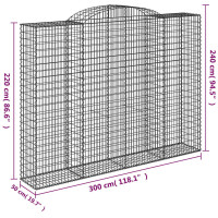 Produktbild för Gabioner bågformade 4 st 300x50x220/240 cm galvaniserat järn