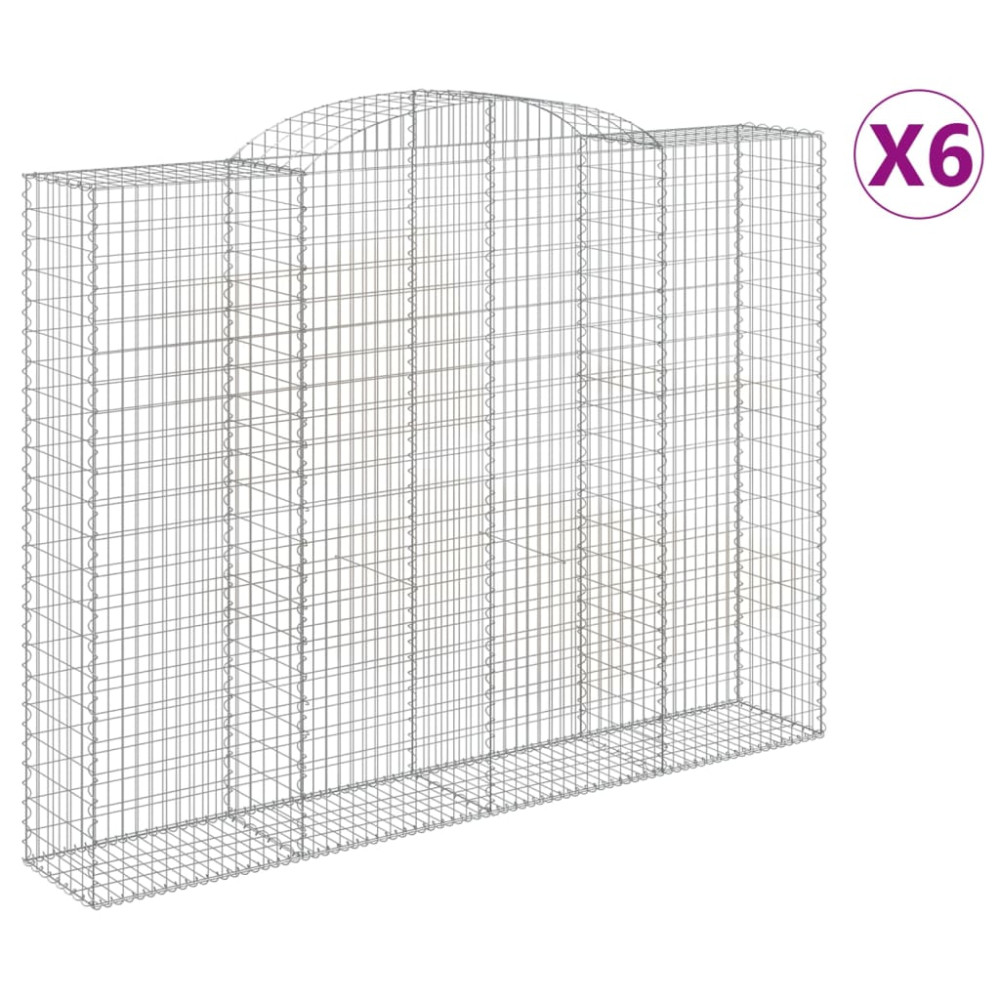 Produktbild för Gabioner bågformade 6 st 300x50x220/240 cm galvaniserat järn