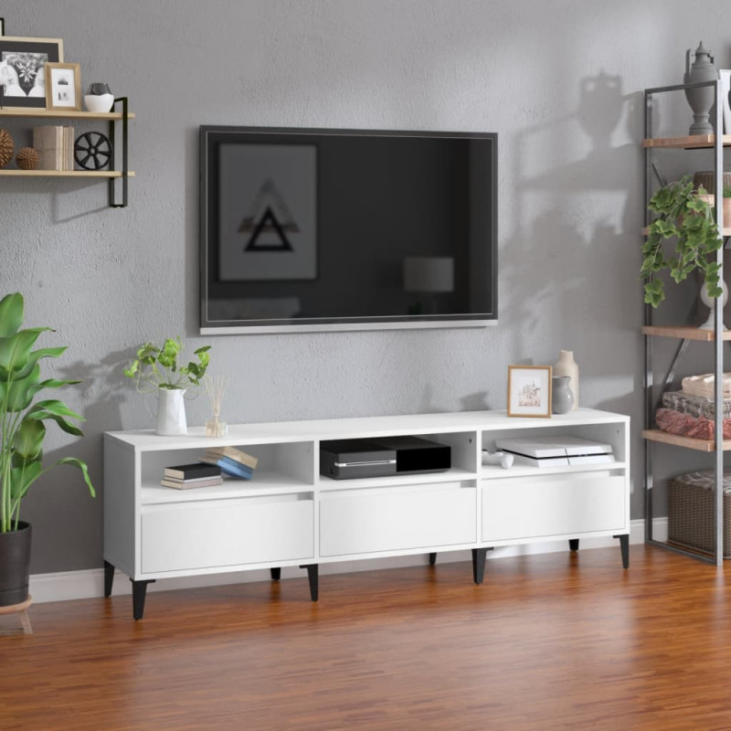 Produktbild för Tv-bänk vit 150x30x44,5 cm konstruerat trä