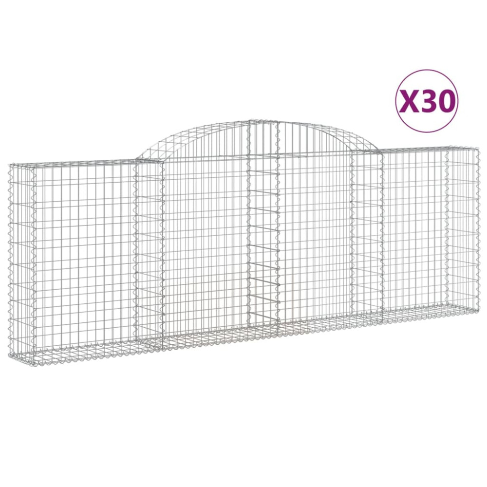 Produktbild för Gabioner bågformade 30 st 300x30x100/120 cm galvaniserat järn