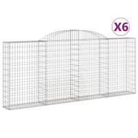 Produktbild för Gabioner bågformade 6 st 300x30x120/140 cm galvaniserat järn