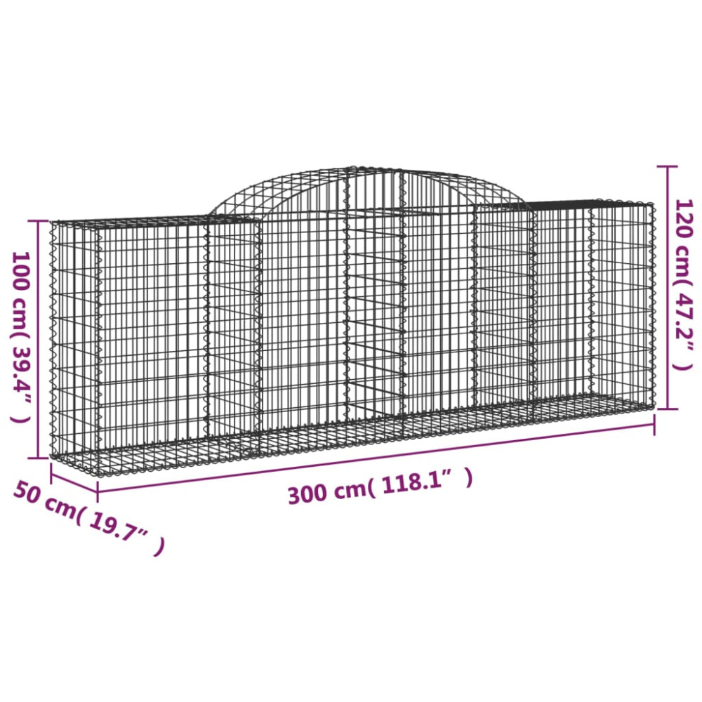 Produktbild för Gabioner bågformade 17 st 300x50x100/120 cm galvaniserat järn