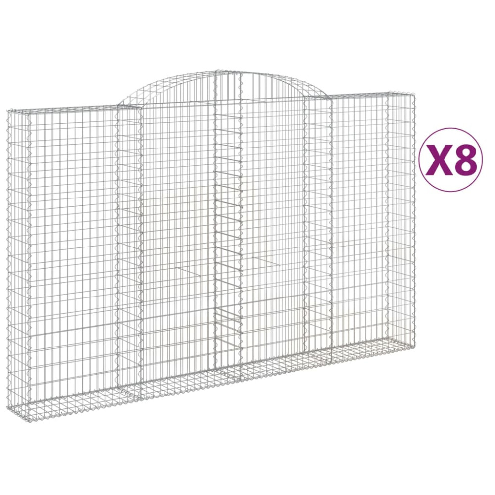 Produktbild för Gabioner bågformade 8 st 300x30x180/200 cm galvaniserat järn