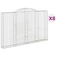 Produktbild för Gabioner bågformade 8 st 300x30x180/200 cm galvaniserat järn
