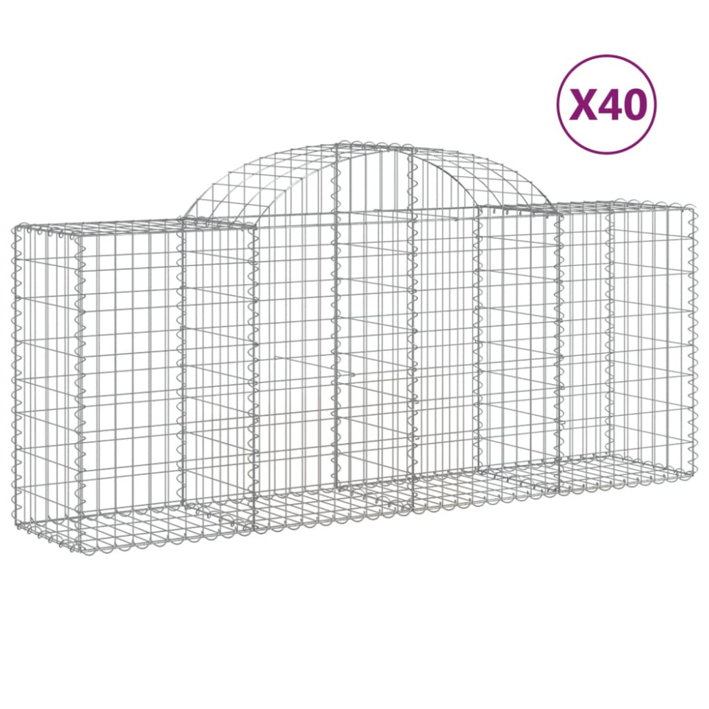 Produktbild för Gabioner bågformade 40 st 200x50x80/100 cm galvaniserat järn