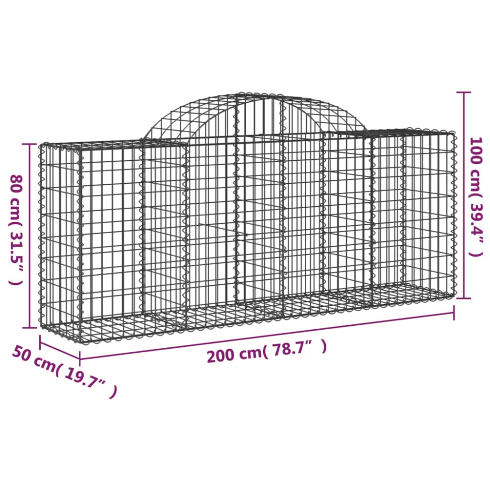 Produktbild för Gabioner bågformade 40 st 200x50x80/100 cm galvaniserat järn