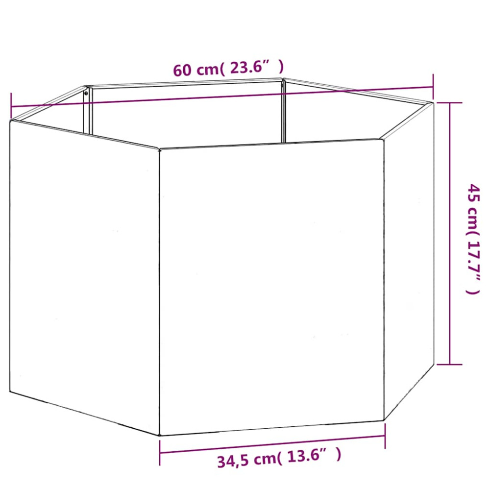 Produktbild för Odlingslåda rostfärgad 60x60x45 cm rosttrögt stål