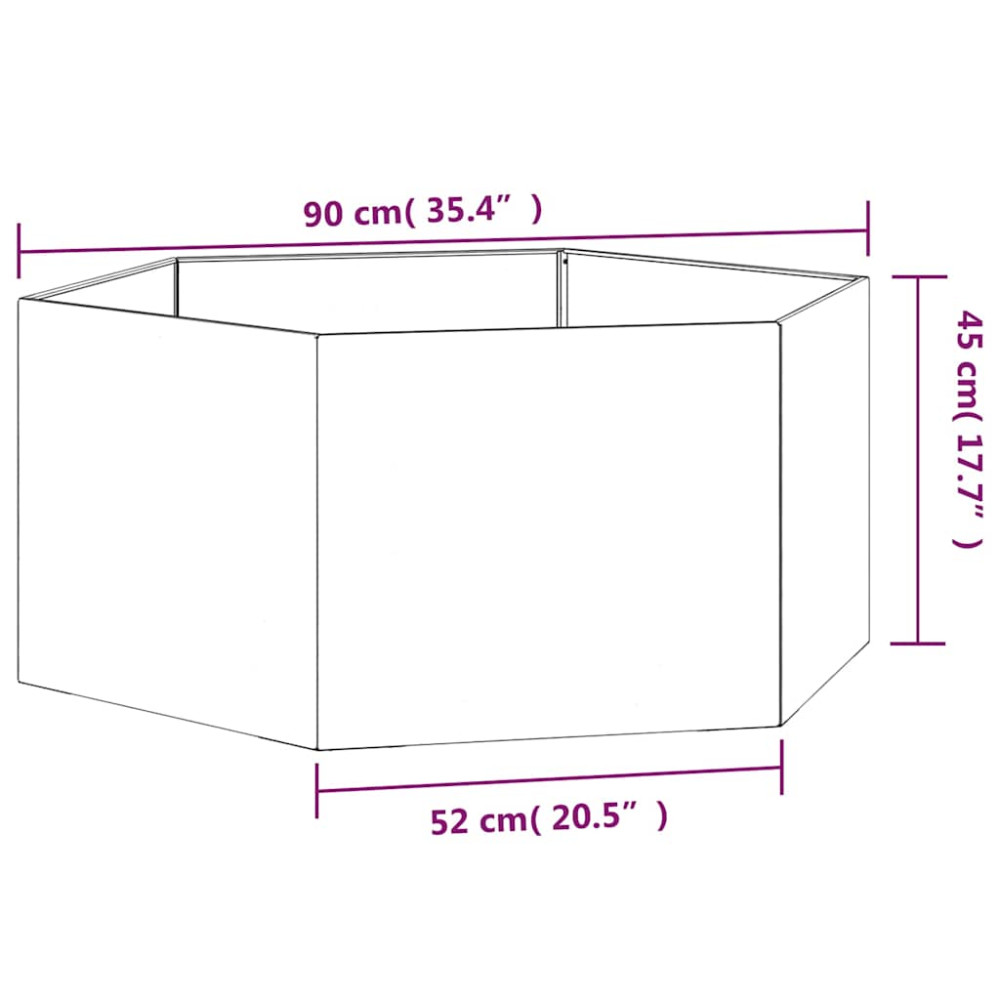 Produktbild för Odlingslåda rostfärgad 90x90x45 cm rosttrögt stål