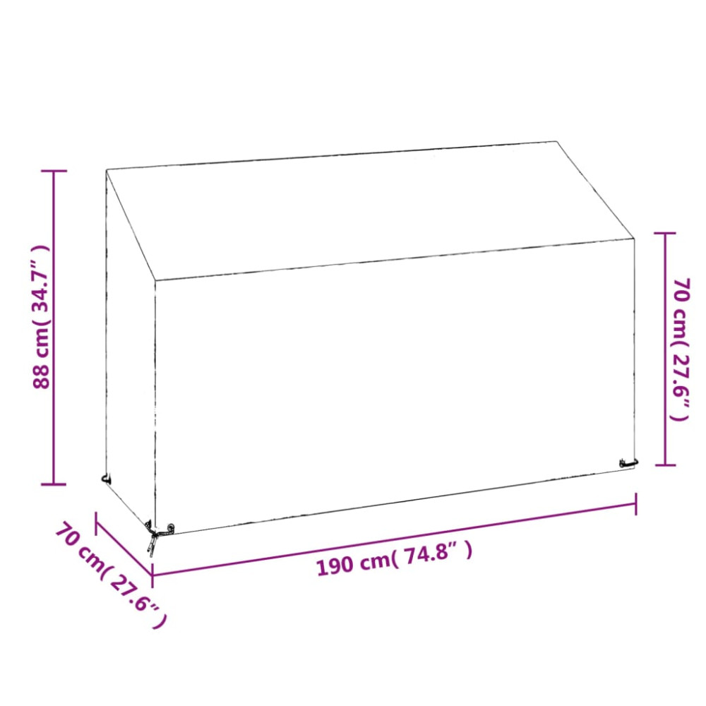 Produktbild för Överdrag för utomhusbänk 2st 8 ölj. 190x70x70/88 cm polyeten