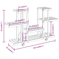 Produktbild för Växtställ med hjul 110x25x78 cm massiv furu