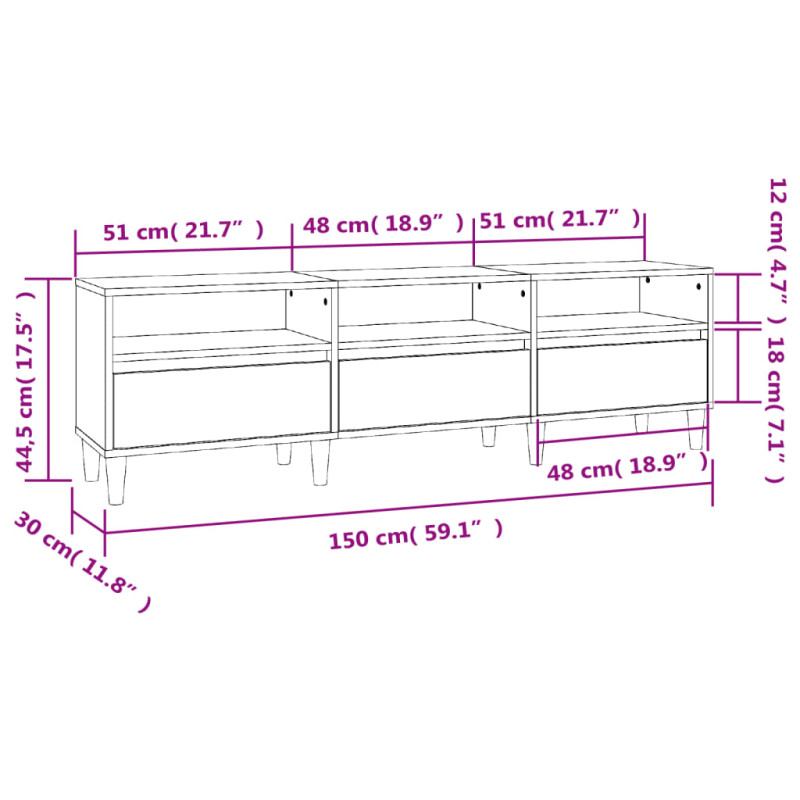 Produktbild för Tv-bänk betonggrå 150x30x44,5 cm konstruerat trä