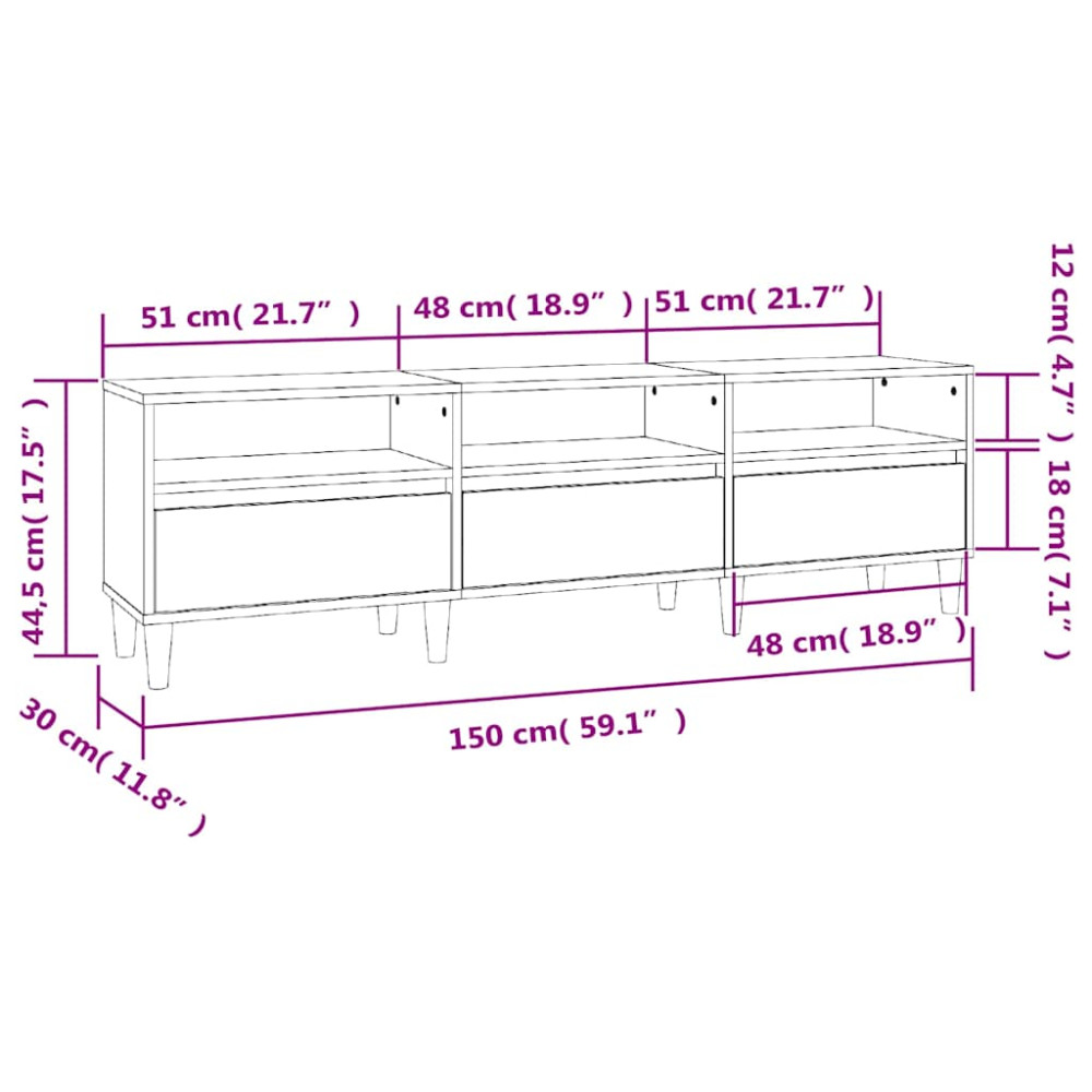 Produktbild för Tv-bänk sonoma-ek 150x30x44,5 cm konstruerat trä