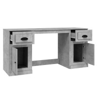 Miniatyr av produktbild för Skrivbord med skåp betonggrå konstruerat trä