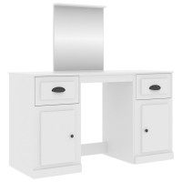 Produktbild för Sminkbord med spegel vit 130x50x132,5 cm