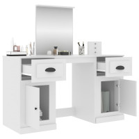 Produktbild för Sminkbord med spegel vit 130x50x132,5 cm