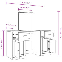 Produktbild för Sminkbord med spegel vit 130x50x132,5 cm