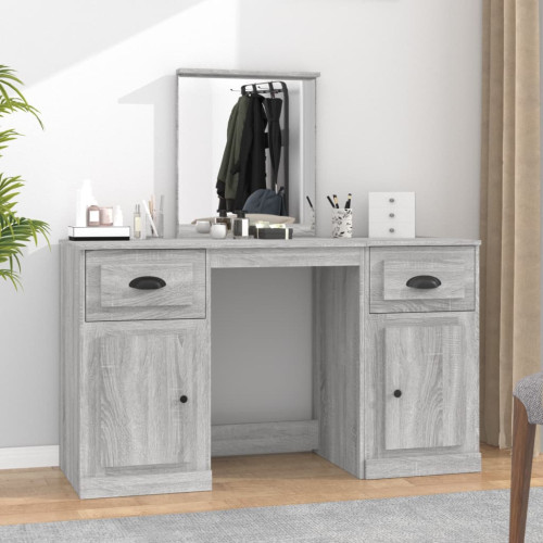 vidaXL Sminkbord med spegel grå sonoma 130x50x132,5 cm
