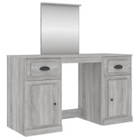 Produktbild för Sminkbord med spegel grå sonoma 130x50x132,5 cm