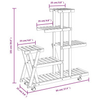 Produktbild för Växtställ med hjul 95x25x101 cm massiv furu