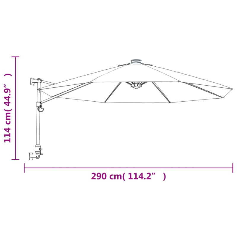 Produktbild för Väggmonterat parasoll havsblå 290 cm