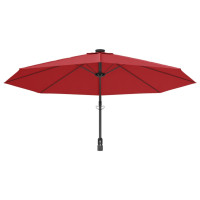 Miniatyr av produktbild för Väggmonterat parasoll med LED-lampor klarröd 290 cm